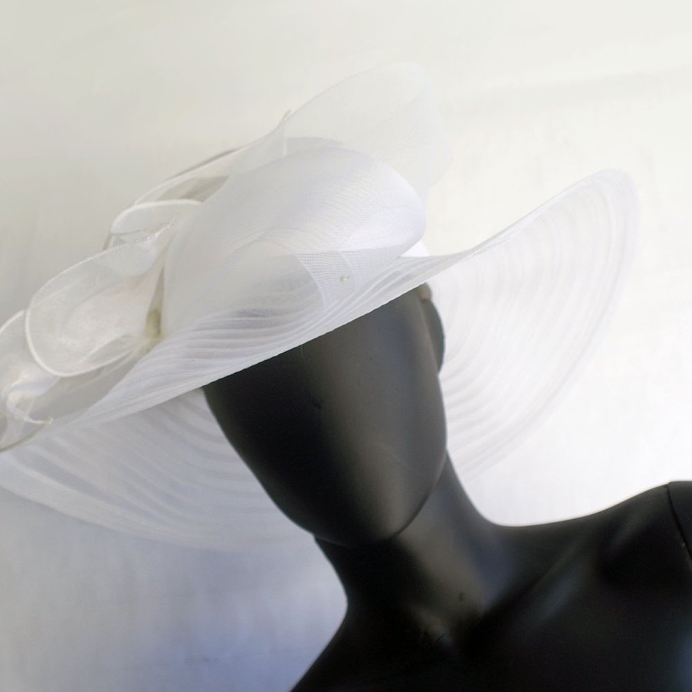 Giovannio Sheer strip Wide Formal Dress Hat, Wedding  Derby, Ascot, Church